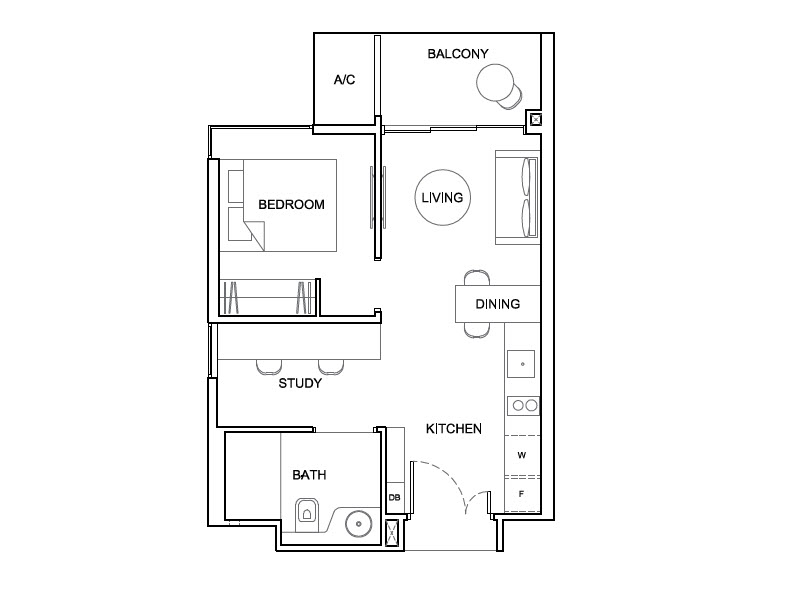 1 Bedroom + Study